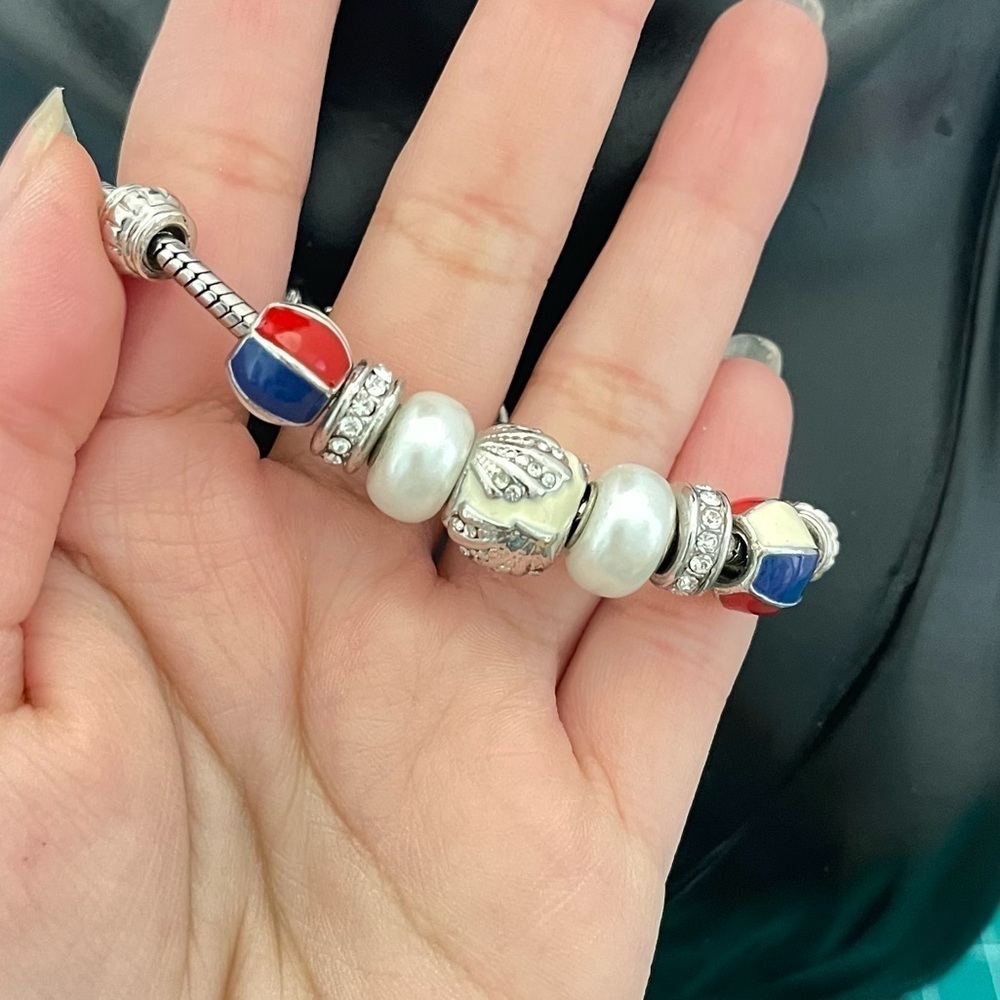 Silver tone charm bracelet